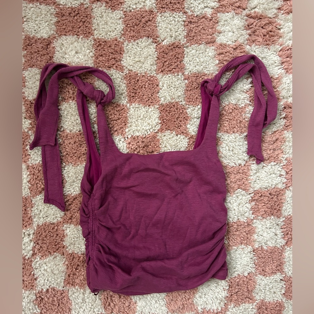 Tie-Shoulder Ruched Women’s Tank Top - Magenta